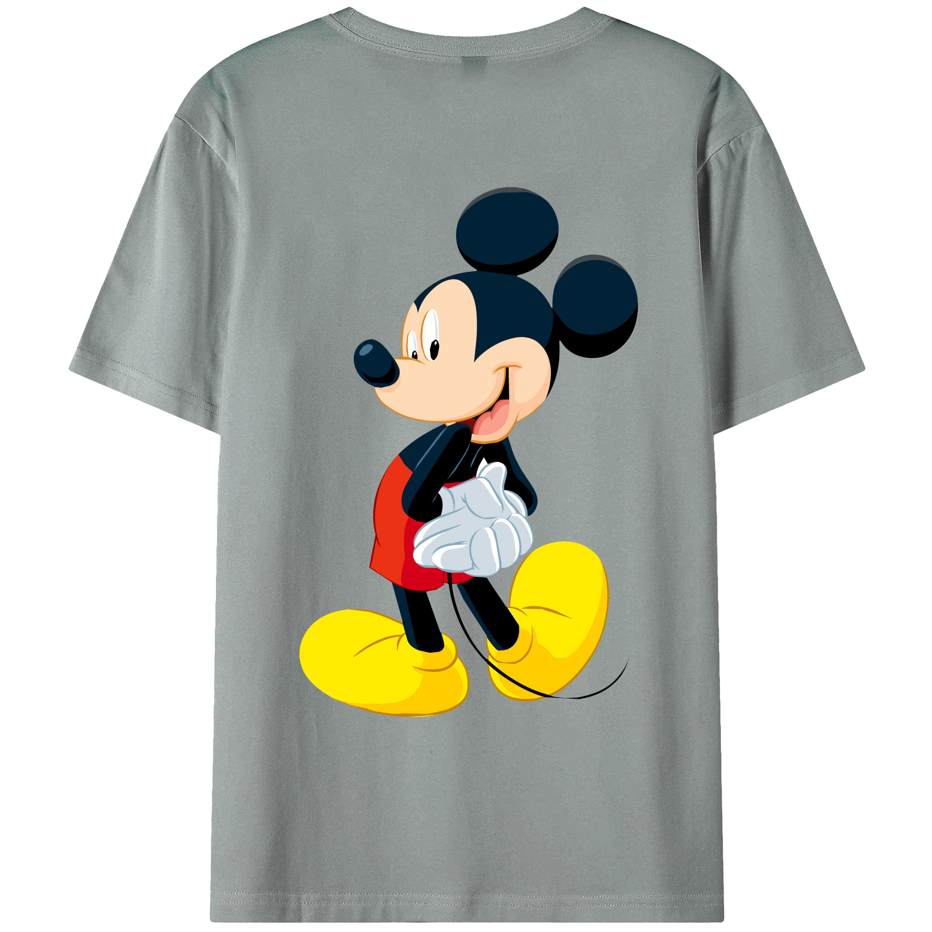 ミッキーマウス Mickey Mouse 綿100％ メンズ半袖Tシャツ（バックプリント） 通気性